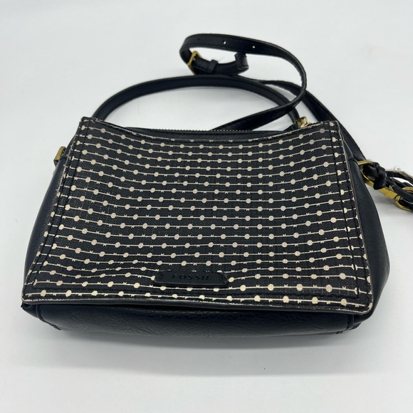 FOSSIL Campbell Crossbody Black Stripe Purse - Picture 6 of 9